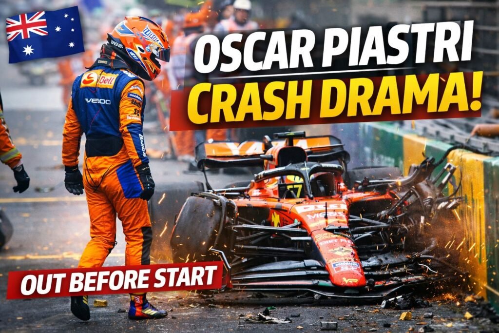 Oscar Piastri crashes before Australian GP start in Melbourne Oscar Piastri